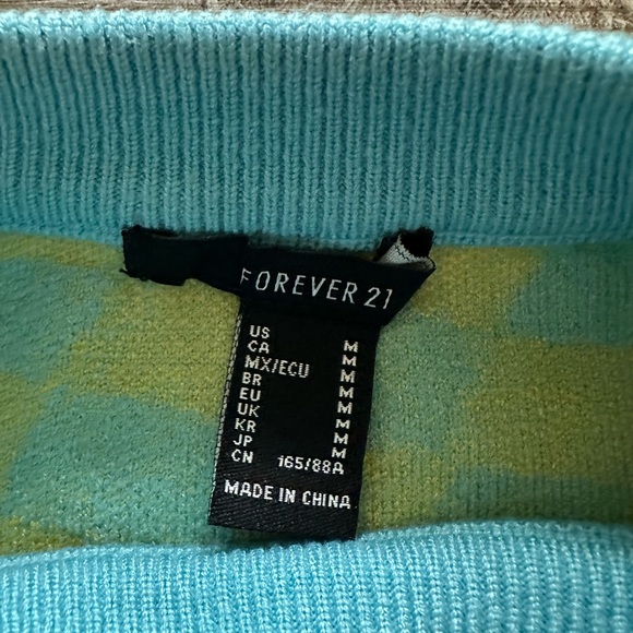 Forever 21 blue and yellow groovy checkerboard sweater - Picture 3 of 3